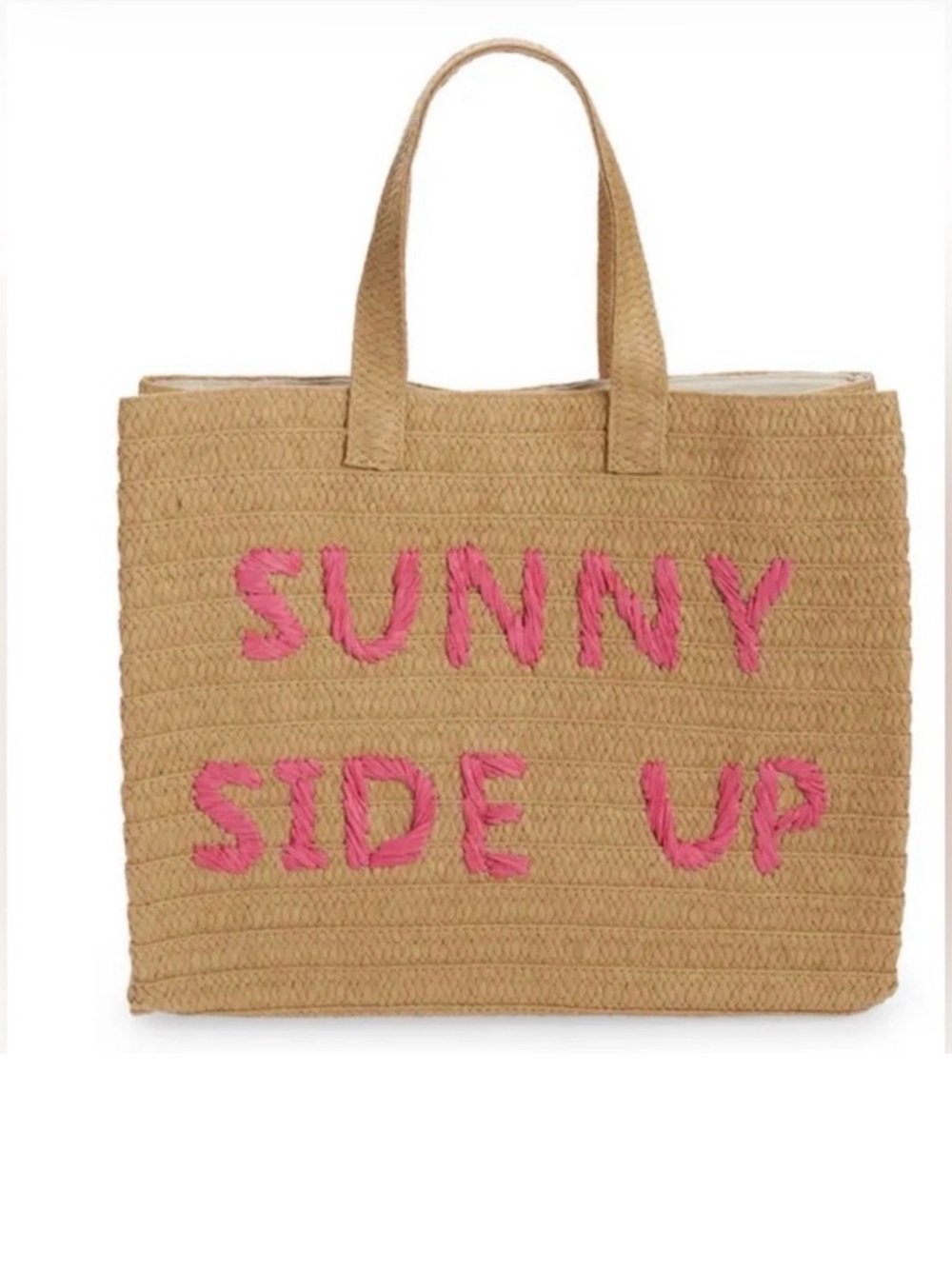NWT BTB Los Angeles Sunny Side Up Straw Tote Bag